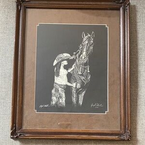 Rustic Brown Framed Cowboy Art